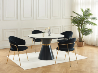 Vente-unique - Stuhl 2er-Set - Samt & goldfarbenes Metall - Schwarz - MADOLIA von Pascal MORABITO