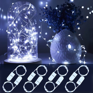 ZMH LED-Lichterkette, 8er-Pack, kaltwei?, Kupferdraht, 2 m, mit batteriebetriebener Lichterkette