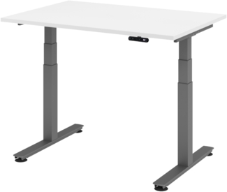 bümö elektrisch höhenverstellbarer Schreibtisch 120x80 cm in weiß, Gestell graphit - Schreibtisch höhenverstellbar elektrisch mit Memory-Steuerung, elektrischer Schreibtisch, Gaming Tisch, XDSM-12-W-G