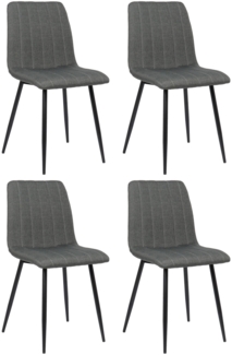 DELUKE® 4er Set Stühle LENZ Stoff - 88x45x53cm, dunkelgrau, Metall Gestell Stühle Esszimmerstühle Stuhl Esszimmer Esstisch Stühle Küchenstuhl