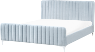 Bett mit Lattenrost Samtstoff LUNAN 160 x 200 cm Hellblau