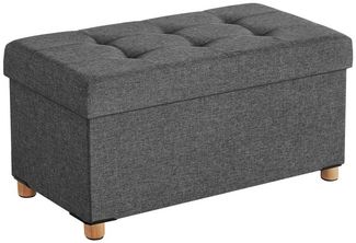 Songmics Sitzbank mit Stauraum, Schuhbank, klappbare Sitztruhe, Aufbewahrungsbox, Fußbank, 38 x 110 x 40 cm, für Wohnzimmer, Schlafzimmer, dunkelgrau
