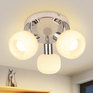 ZMH Deckenstrahler 1 Flammig Deckenleuchte Flur - Deckenlampe Wei? Strahler Innen Vintage Glas Deckenspots Morden E14 Design 350Schwenkbar Spots fr Schlafzimmer Wohnzimmer(Ohne Leuchtmittel)