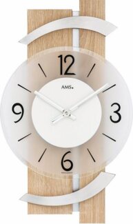 AMS Wanduhr W9546 (Quarzuhr,Holz,Wohnzimmer,Esszimmer,Küche,Made in Germany,Büro,Flur)