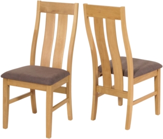 2er-Set Esszimmerstuhl HWC-M58, Küchenstuhl Lehnstuhl Stuhl, Stoff/Textil Massiv-Holz ~ helles Gestell, taupe