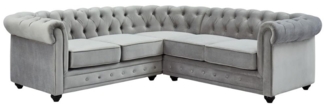 Vente-unique - Ecksofa - Samt - Hellgrau - CHESTERFIELD