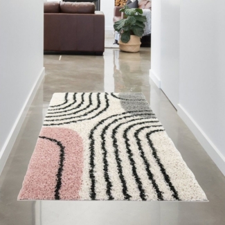 Carpetia Teppich Designerteppich mit runden Mustern - rosa creme, rechteckig, Höhe: 30 mm