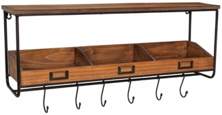Antic Line Wandregal Hängeregal mit 3 Fächer u. Haken Industrial SEB17262