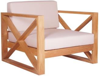 Loungesessel Molveno aus Teak mit Armlehnen und Auflagen von Teako Design