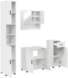 vidaXL Badezimmermöbel-Set 4 pcs Hochglanz Weiß Holzwerkstoff & Metall 3392977