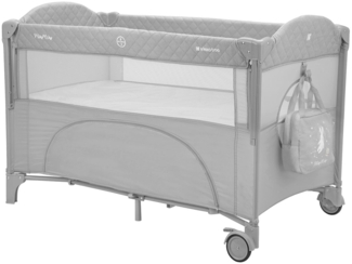 Kikkaboo Reisebett Milky Way, 2 Ebenen, seitliche Öffnung, 2 Räder, Netzfenster dunkelgrau