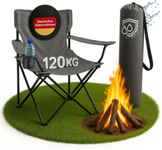 Coemo faltbarer Campingstuhl Faltstuhl mit Tragetasche in Grau