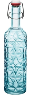 Glas Flasche Oriente 1L hellblau mit Bügelverschluss