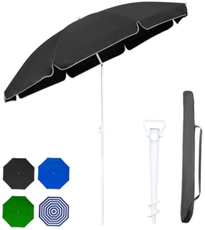 Sekey Sonnenschirm Ø 180 cm Rund Strandschirm Balkonschirm mit Tragetasch und Bodenhülse, LxB: 180x180 cm, 3-in-1 Sonnenschirm, Neigungswinkel und Höhe verstellbar, UPF 50+