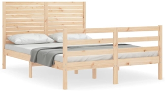 vidaXL Massivholzbett mit Kopfteil 140x200 cm 3195026