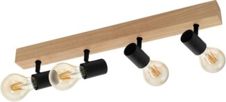 EGLO LED Deckenspot Townshend 3, Leuchtmittel exklusive, Spot - L63 x B5 cm - braun, schwarz - 4X60W exkl.