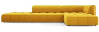 Micadoni Modulares Ecksofa Serena 5-Sitzer, offene Seite, Samtstoff Beige, Gelb, Rechts