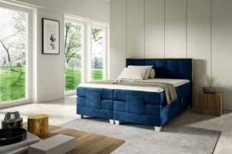 Boxspringbett Elektrisch Bett HENRY 160x200cm in Stoff Fresh Blau