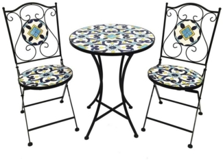 Mosaik Sitzgarnitur Set 3-teilig Sitzgruppe Gartenmöbel Tisch Stühle