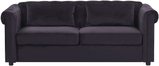 Schlafsofa 3-Sitzer Samtstoff schwarz CHESTERFIELD