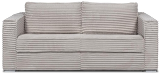 Vente-unique - Schlafsofa mit Matratze 4-Sitzer - grob gerippter Cord - Hellgrau - Liegefläche mit Lattenrost mit breiten Latten 160 cm - Matratze 18 cm - LORETO