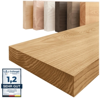 LAMO Manufaktur Wandregal Pure: ohne Montage Set 40 cm, Komplett-Set, 40mm stake Massivholzplatte