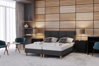 TRADA Boxspringbett Hotelbett mit Bettverbindungssystem 90x200 cm - 1 Stück - Dunkelgrau (Bett + Matratze), in verschiedenen Größen und Farben