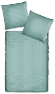 Brielle Bettwäsche Casabel Bettwäsche-Set aus Mako-Satin - Streifig - Minzgrün, 2 teilig, Mit Reißverschluss, 100% Baumwolle