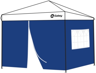 Sekey 2PCS Seitenwände für Pavillon 3x3 Wasserdicht Winterfest, Seitenwände für Pavillon Partyzelt Gartenzelt 3x3m, 1 Fenster 1 Tür, Grau (Navy, 1 Fenster 1 Tür)