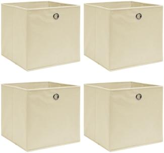 vidaXL Aufbewahrungsboxen 4 Stk. Creme 32x32x32 cm Stoff