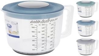 HAC24 Messbecher Kunststoff Messbecher Rührschüssel Küchenschüssel Messbehälter, Kunststoff, 2,2 Liter, mit Deckel, mit Rühröffnung