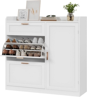 MSMASK Schuhschrank mit 2 Klappen, Schuhkipper Schmal, Schuhschrank mit 1 Schublade (1-St) Schrank, Trennwand Verstellbar, 30 x 100 x 104 cm