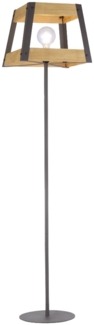 Stehleuchte, Eisen schwarz, Holz natur, H 120 cm, CRATE