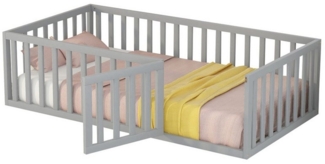 HAUSS SPOLE Kinderbett Einzelbett Holzbett Bettrahmen Kinderbett (mit Zaun und Tür 90x200cm), modernes Design