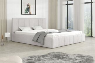Polsterbett Doppelbett DETROIT 120x200cm Stoff Freya Hellgrau