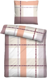Traumhaft schlafen - Castell - Markenbettwäsche Nicki Bettwäsche 0380746 KARO-STREIFEN-MIX, altrosa, 1x 155x220 cm + 1x 80x80 cm