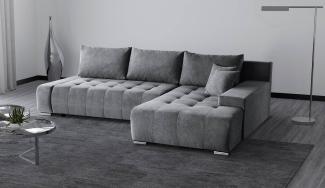 Beautysofa Ecksofa Draco L, Grau, Dunkelgrau, inkl. Wellenfedern Ecke mit Einfügung, mit Schlaffunktion