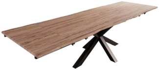 SAM® Baumkantentisch Soroa, massives Akazienholz, Baumkante, Spider-Gestell und Ansteckplatten