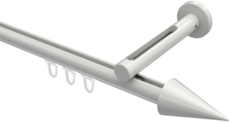 Innenlauf-Gardinenstangen-Set Siteno Savio 260 cm (geteilt in 2x130 cm), 1-läufig, 20 mm Ø Weiß