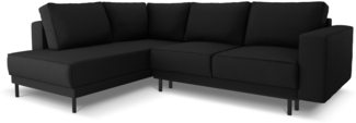 Micadoni Ecksofa Caro 5-Sitzer Strukturierter Stoff Schwarz Links 140x208
