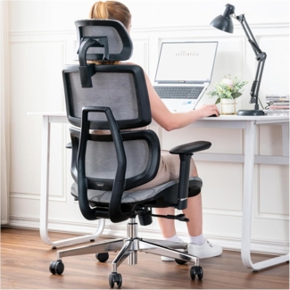 Ergonomischer Bürostuhl, Hoher Rücken Netzstuhl Lendenwirbelstütze 3D Armlehne