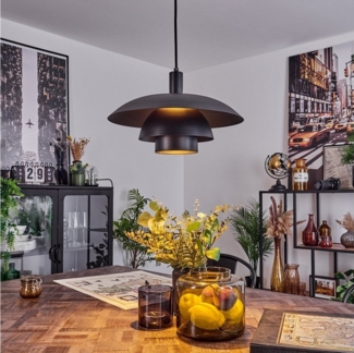 hofstein Hängeleuchte Hängelampe aus Metall in Schwarz, ohne Leuchtmittel, mit rundem Schirm (38 cm), Höhe max. 114,5 cm, 1 x E27