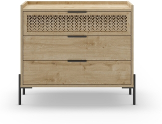 Calicosy Kommode 3 Schubladen und Metallfüße Inca - L90 cm - Helles Holz