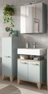 Badmöbel Set Luna in grün und Eiche 3-teilig 109 cm