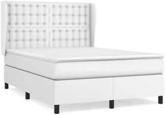 vidaXL Boxspringbett mit Matratze Weiß 140x190 cm Kunstleder 3129028