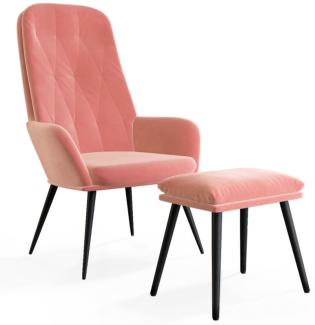 Relaxsessel mit Hocker Rosa Samt [3097623]