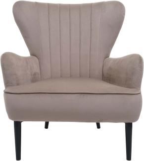 Lounge-Sessel HWC-K37, Cocktailsessel Polstersessel Sessel, Samt (280g/m²) ~ taupe