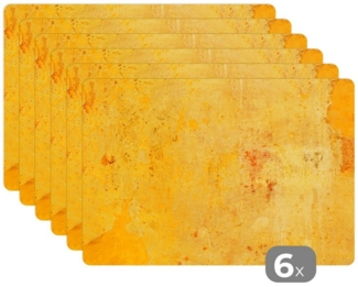 MuchoWow Platzset Wand - Gelb - Stein, (6-St), Platzsets, Tischset, Abwaschbar, Tischsets, Platzdeckchen