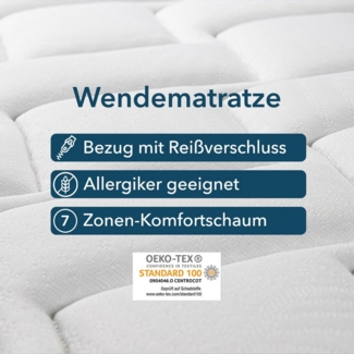 Komfortschaummatratze 23cm hohe Wendematratze mit zwei Härtegraden, DI QUATTRO, 23 cm hoch, (1-tlg), Matratze in H2+H3 & H4+H5, 90x200, 140x200 und weitere Größen