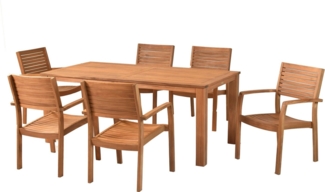 MERXX Garten-Essgruppe »Batavia«, (Set, 7-tlg), moderne Landhausoptik in warmen Holznuancen